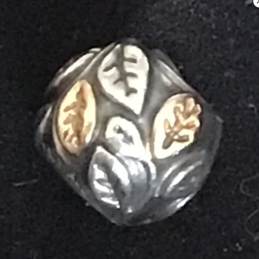 Pandora vintage two tone leaves charm
